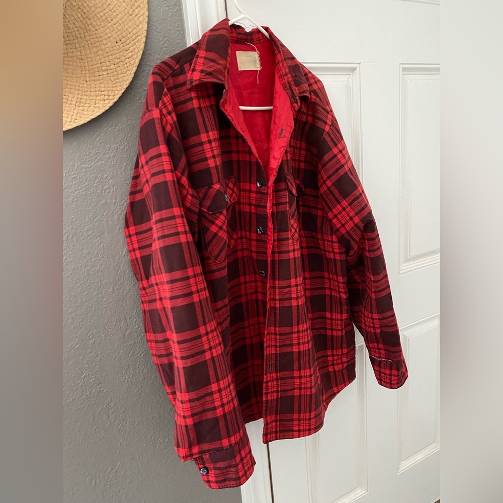 Red Plaid Button up jacket